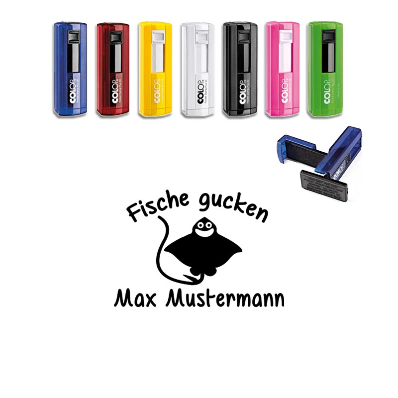 Produktbild: "Rochen" - Taucherstempel mit Wunschnamen