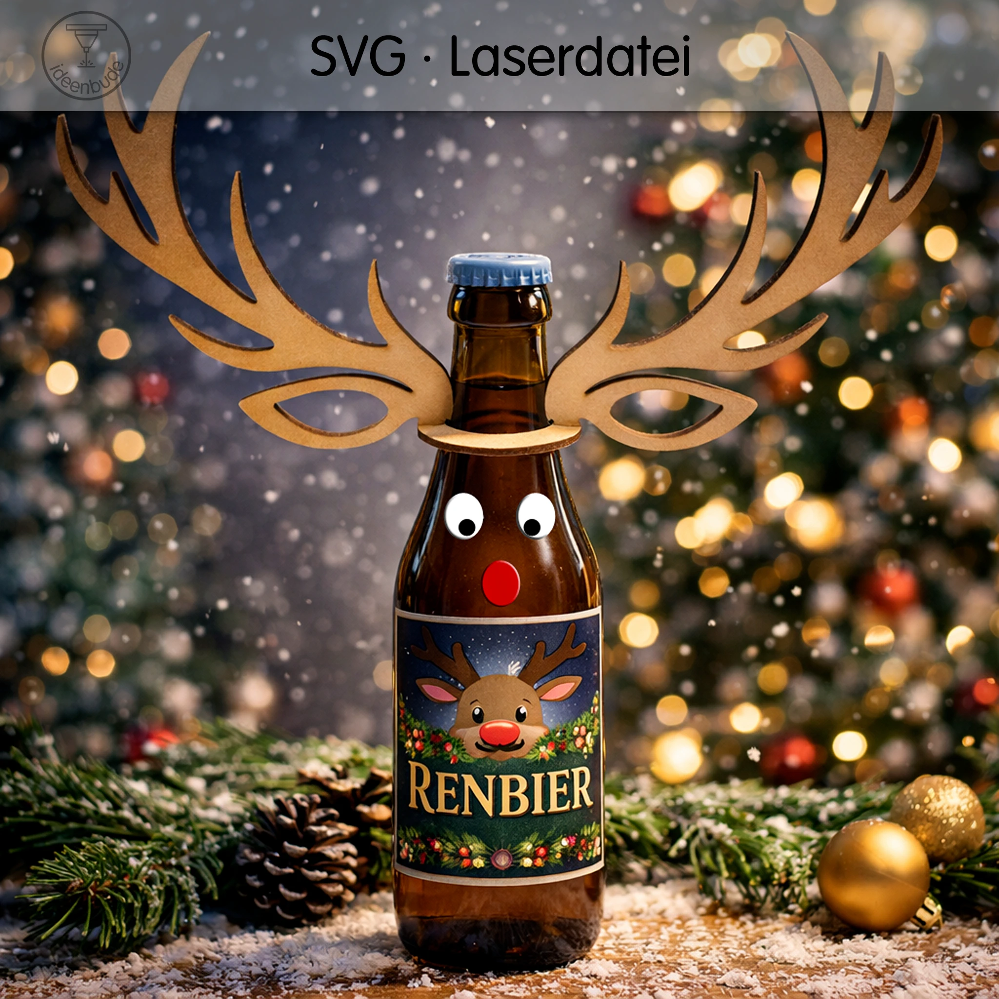 Renbier - Lustige Laservorlage für Flaschen