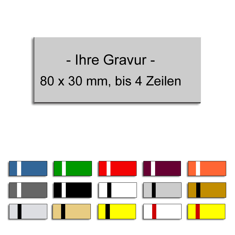 Produktbild: Gravurschild mit Wunschtext, 80x30mm