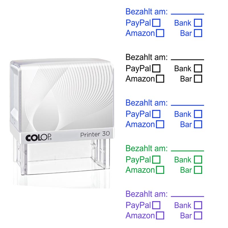 Produktbild: Bezahlt am: PayPal, Bank, Amazon, Bar