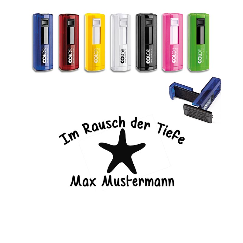 Produktbild: "Seestern" - Taucherstempel mit Wunschnamen