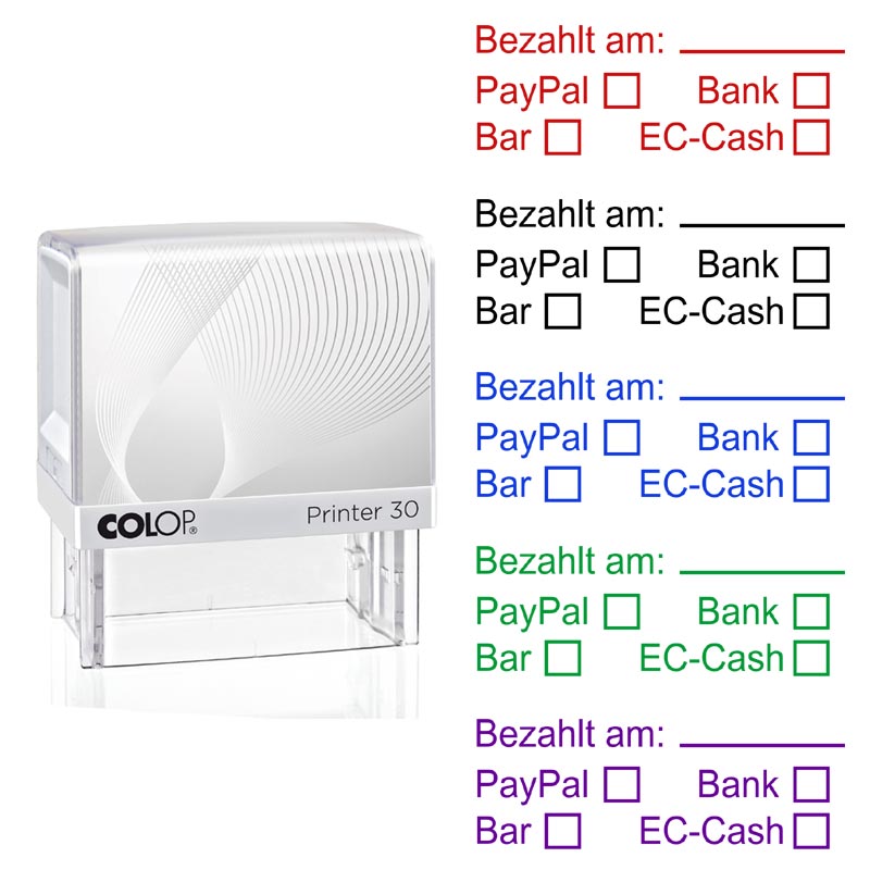Produktbild: Bezahlt am: PayPal, Bank, Bar, EC-Cash
