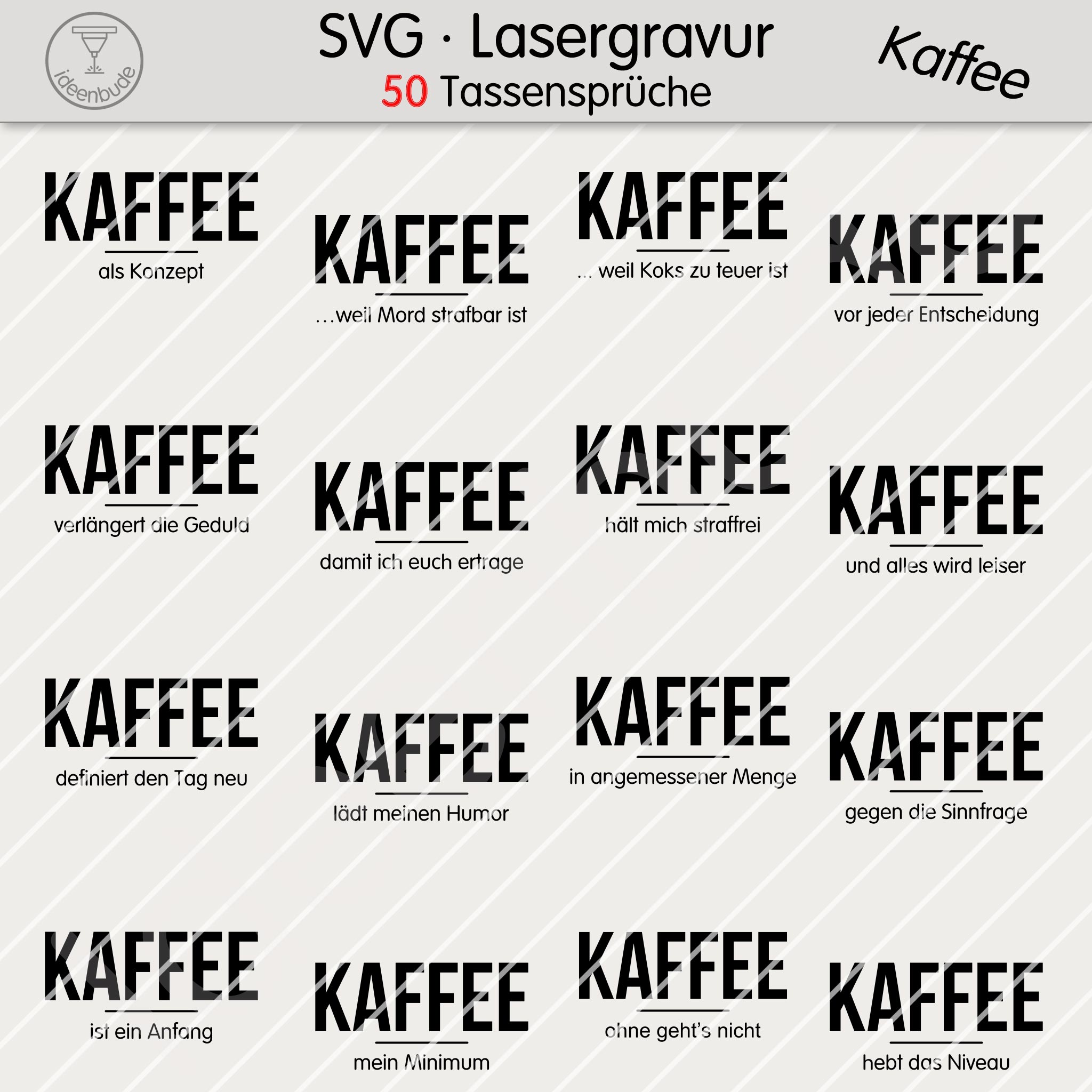 50 minimalistische Kaffee-Sprüche als SVG