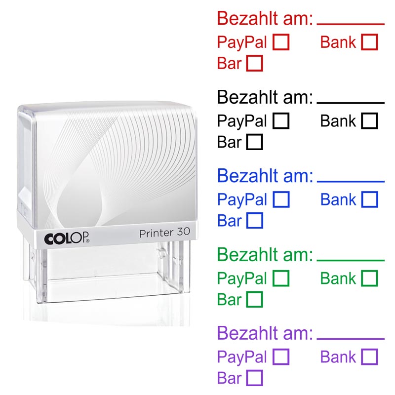 Produktbild: Bezahlt am: PayPal, Bank, Bar