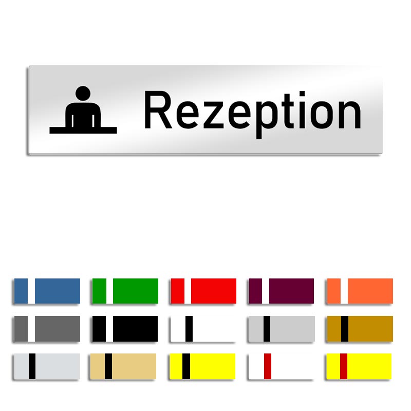 Produktbild: Rezeption, Türschild mit Symbol, 160x40mm