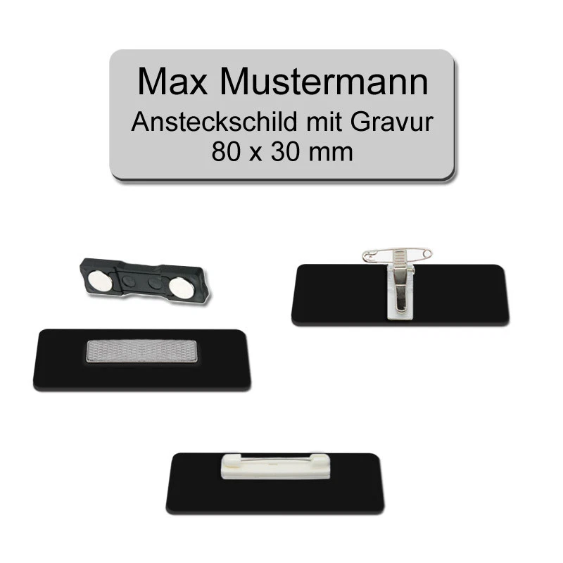 Produktbild: Ansteckschild, 80x30mm mit Ihrer Gravur
