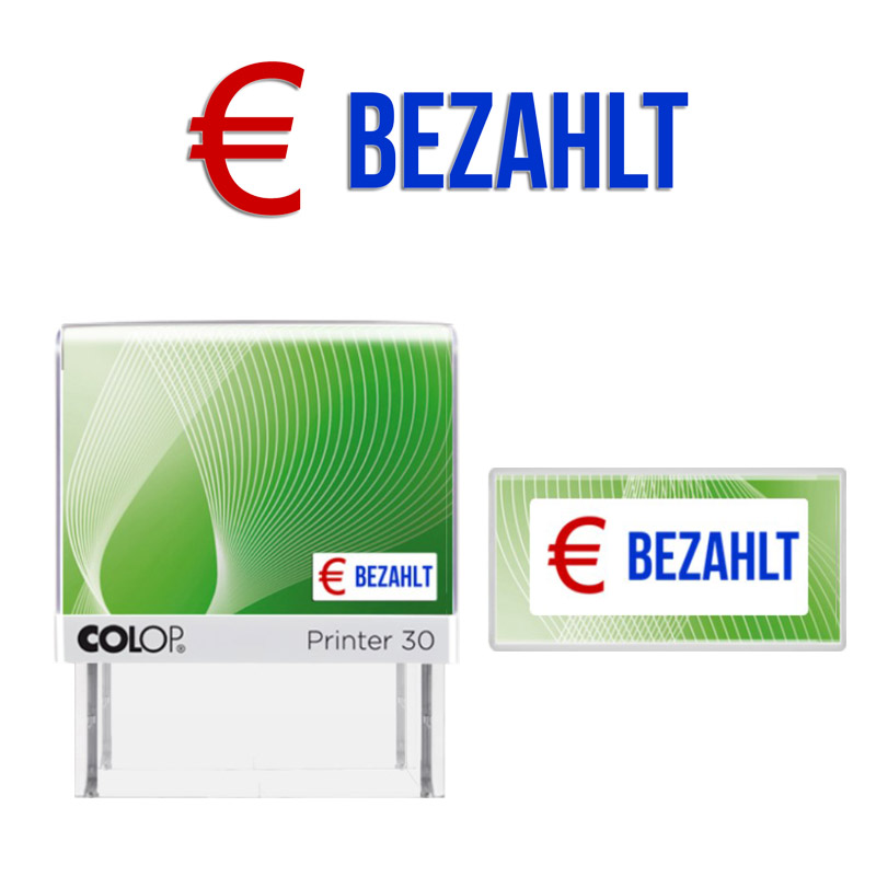 Produktbild: BEZAHLT - 2 farbiger Abdruck, Colop Printer 30