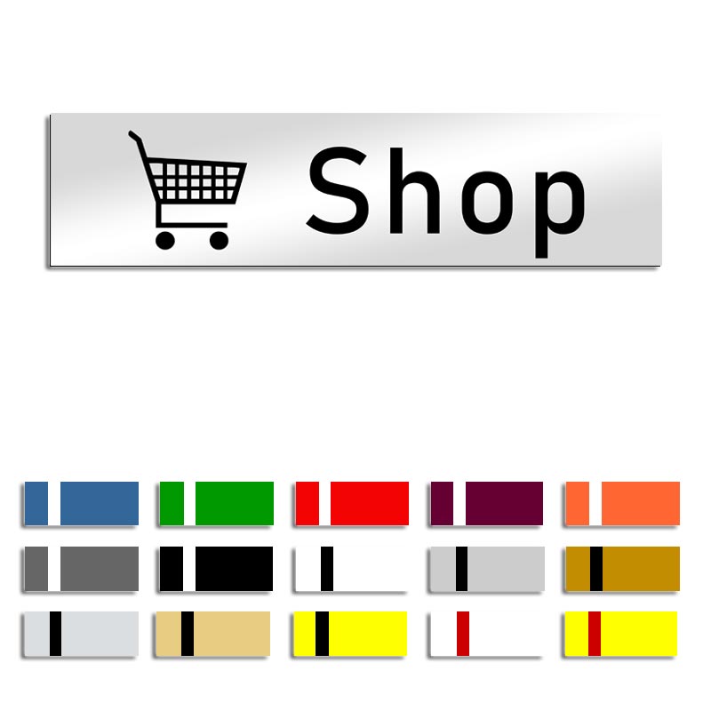 Produktbild: Shop, Türschild mit Symbol, 160x40mm