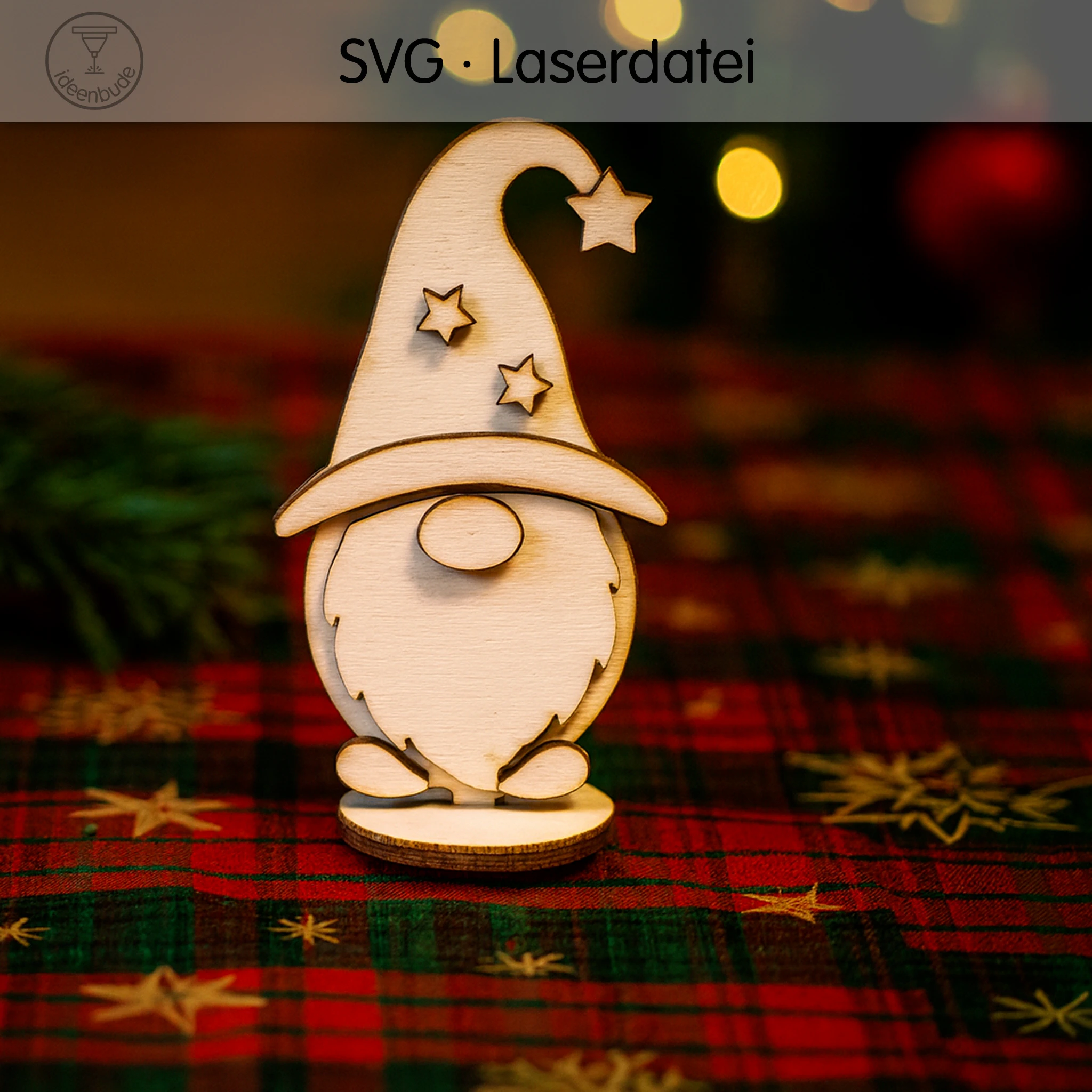 Wichtel mit Sternmütze - Laservorlage