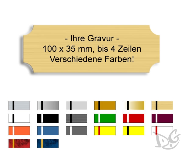 Produktbild: 100x35x0,8mm, Formschild-02 mit Ihrer Gravur
