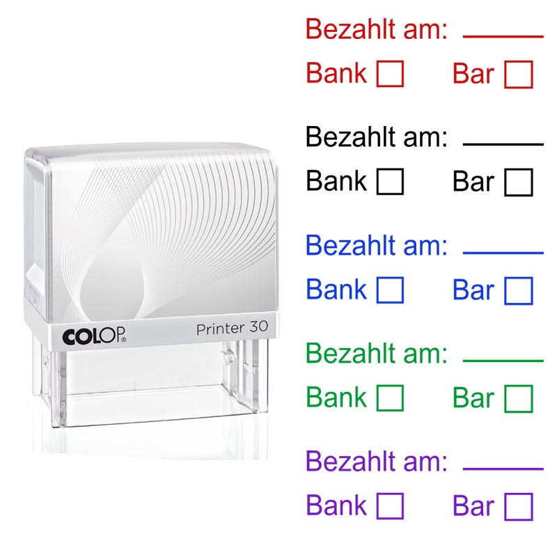 Produktbild: Bezahlt am: Bank, Bar