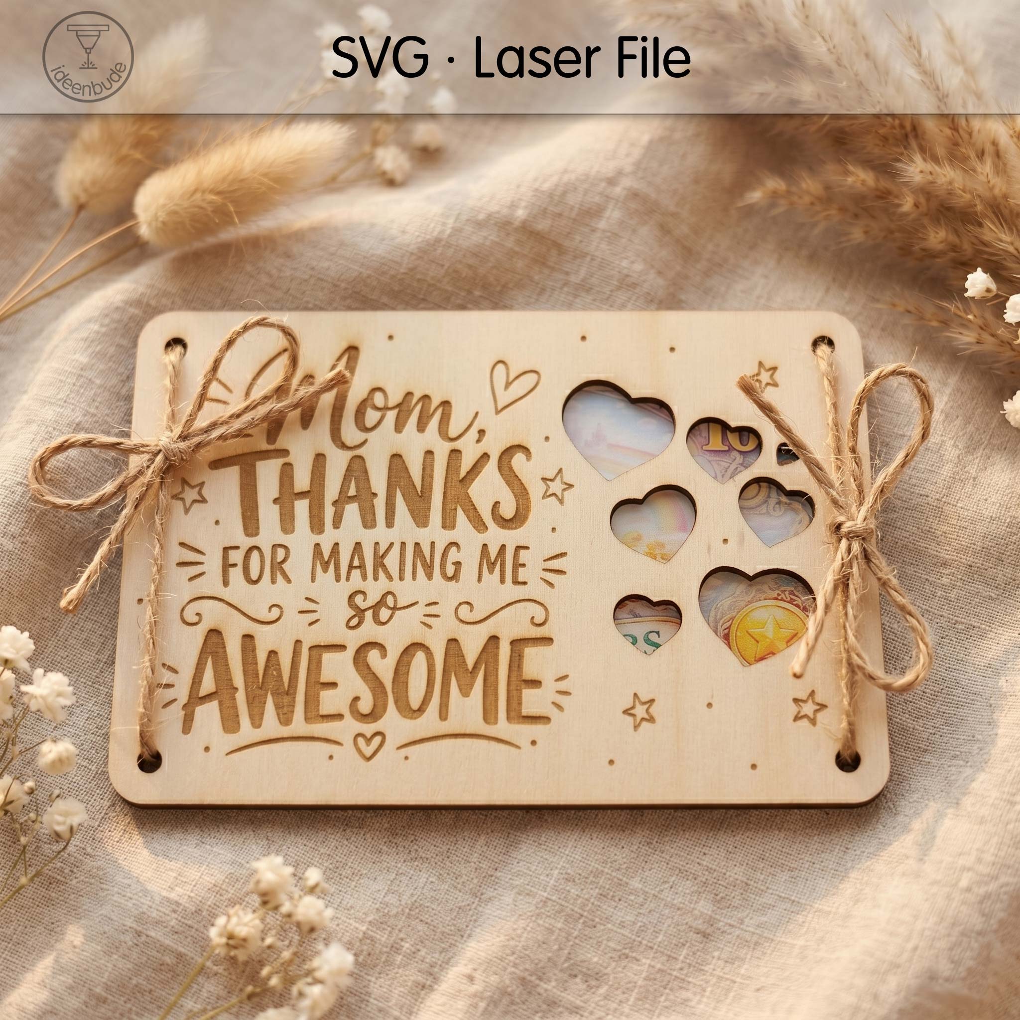 Mom Thanks for Making Me Awesome“ aus Holz mit Herzen