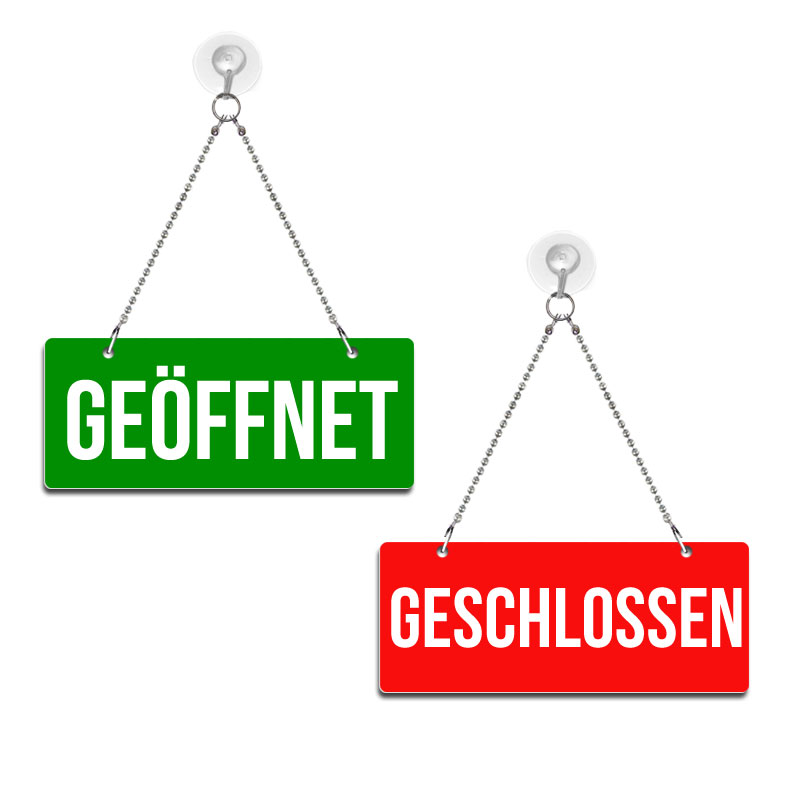 Produktbild: Geöffnet / Geschlossen - Graviertes Wendeschild in Druckschrift