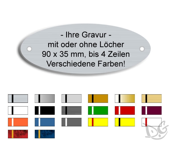 Produktbild: Ovales Namensschild 90x35x0,8mm, mit Ihrer Gravur