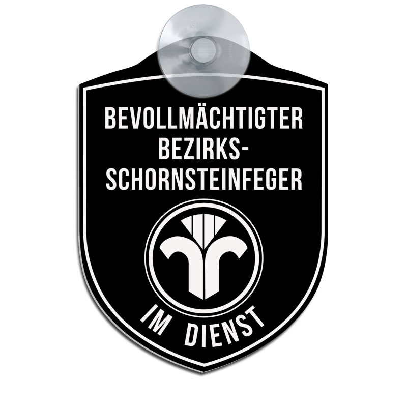 Produktbild: Bevollm. Schornsteinfeger im Dienst- Hinweisschild für Fahrzeuge - schwarz