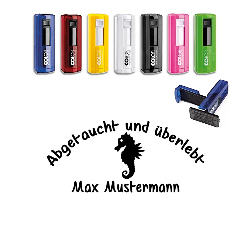 Produktbild: "Seepferdchen" - Taucherstempel mit Wunschnamen