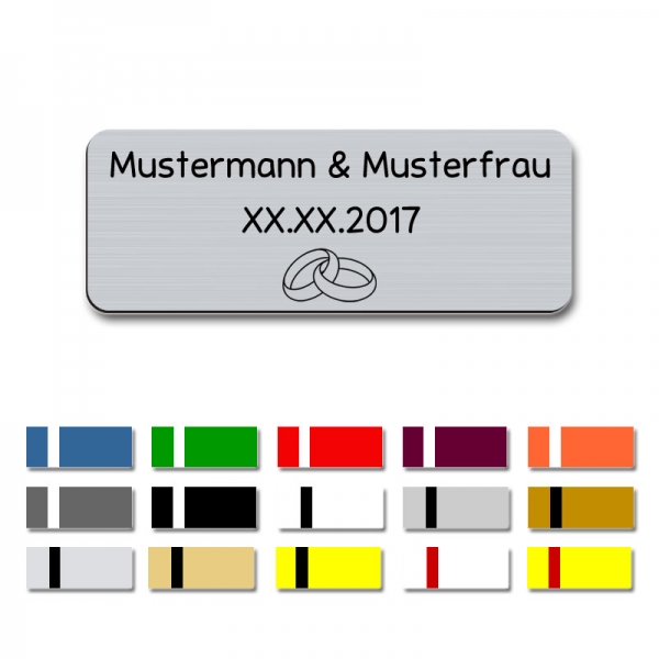 Produktbild: Verschlungene Ringe mit Namen und Datum, 80x30mm