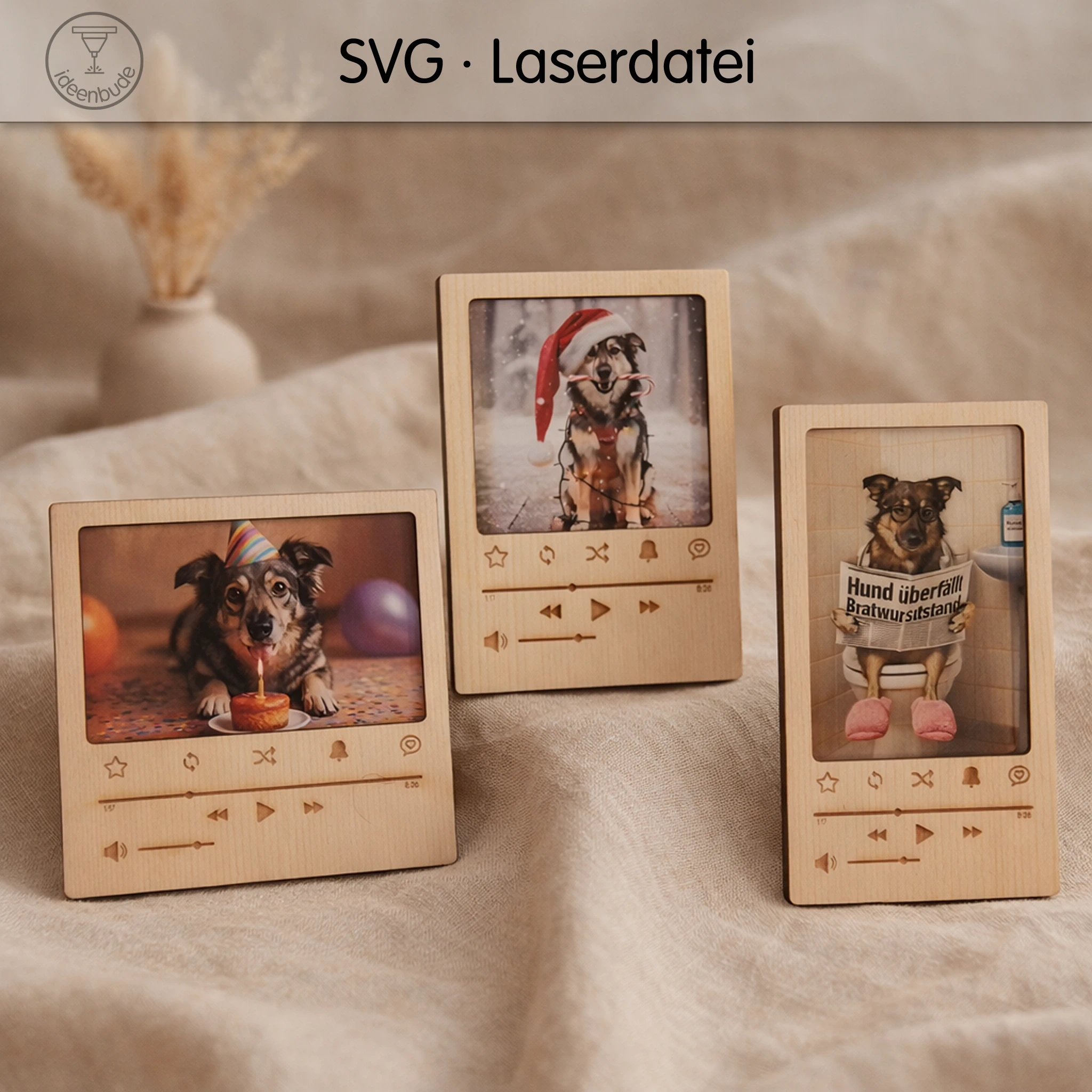 Laservorlage Bilderrahmen im Player-Design